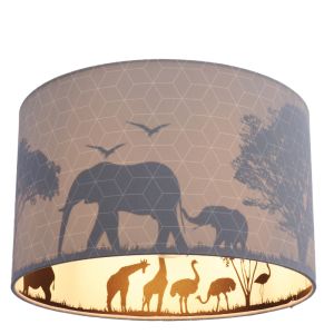 Plafonnier pour enfants gris en tissu, Safari