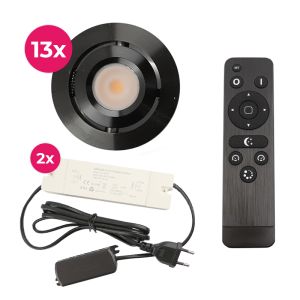 13 spots veranda orientable Rona, IP44, avec kit de connexion et télécommande, noir