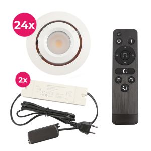 24 spots veranda orientable Rona, IP44, avec kit de connexion et télécommande, blanc