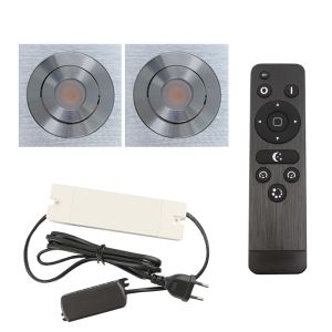 2 spots veranda orientable Rona carré, IP44, avec kit de connexion et télécommande, chromé
