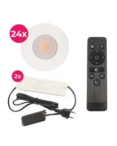 24 spots encastrés veranda blanc Dico, IP65, avec kit de connexion et télécommande