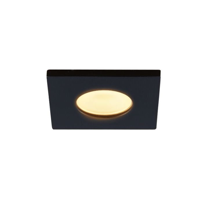 2 spots encastrés veranda carrés noir Dico, IP65, avec kit de connexion et télécommande