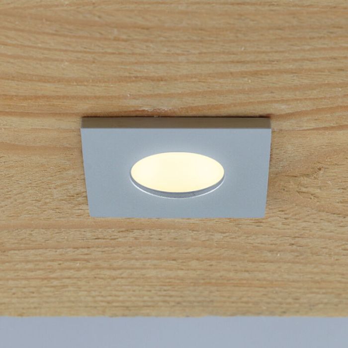 3 spots encastrés veranda carrés chromé Dico, IP65, avec kit de connexion et télécommande