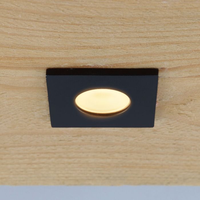 6 spots encastrés veranda carrés noir Dico, IP65, avec kit de connexion et télécommande